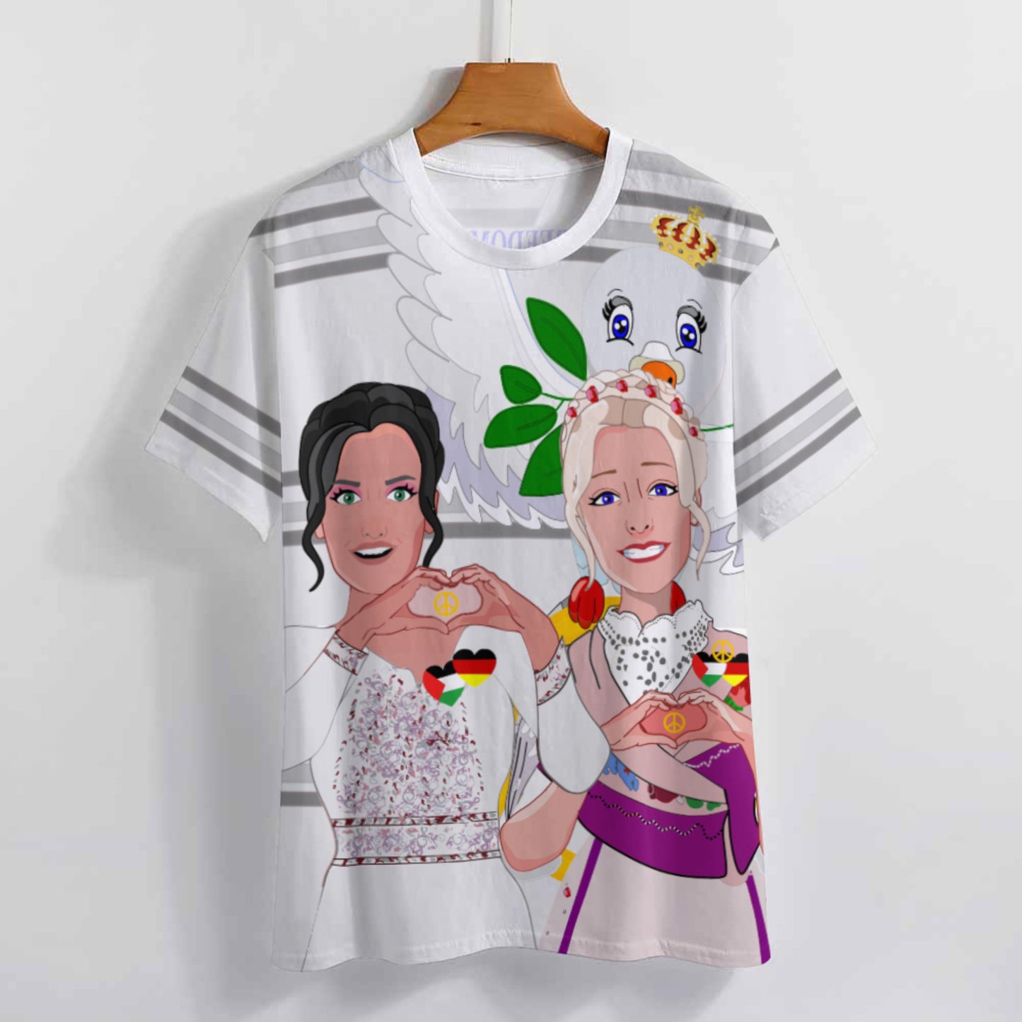 Women´s T-shirt 2 GLOBAL FREEDOM UNITED© Women Palestina & Germany Grey