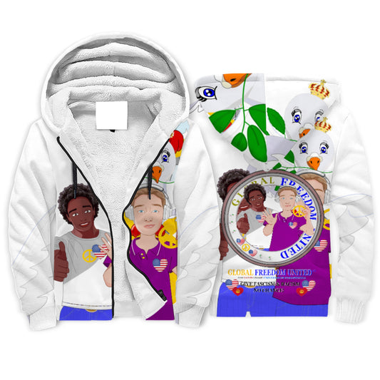 Plush Hoodie GLOBAL FREEDOM UNITED© Men Anti Racism & Fascism USA Big