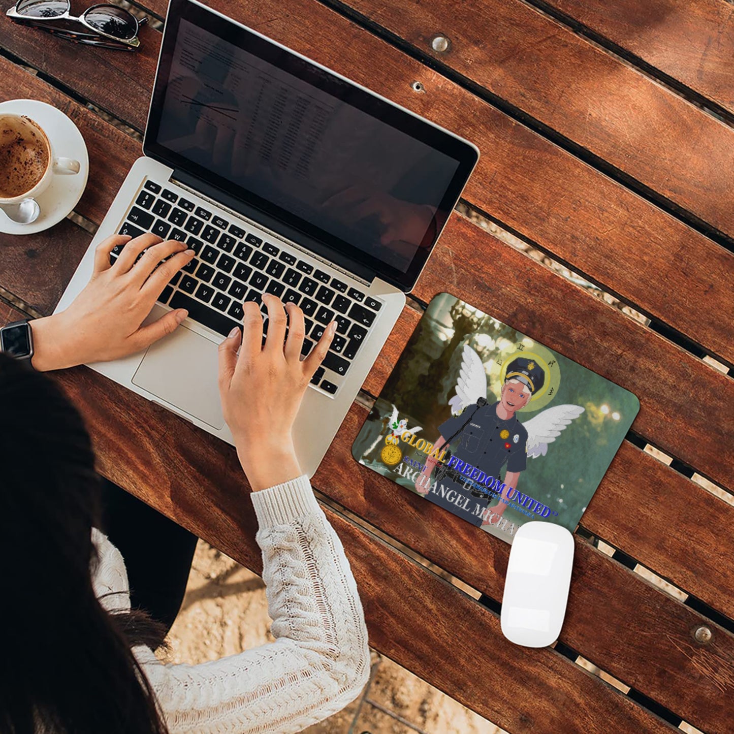 Mouse Pad  GLOBAL FREEDOM UNITED© Archangel Michael As Policemen