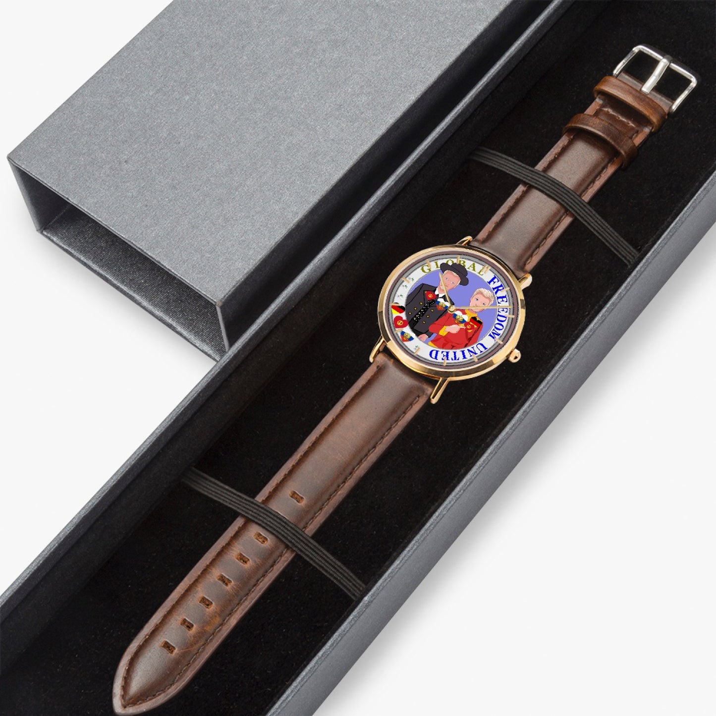 Hot Selling Ultra-Thin Leather Strap Quartz Watch (Rose Gold With Indicators) GLOBAL FREEDOM UNITED© MEN GERMANY & RUSSIA