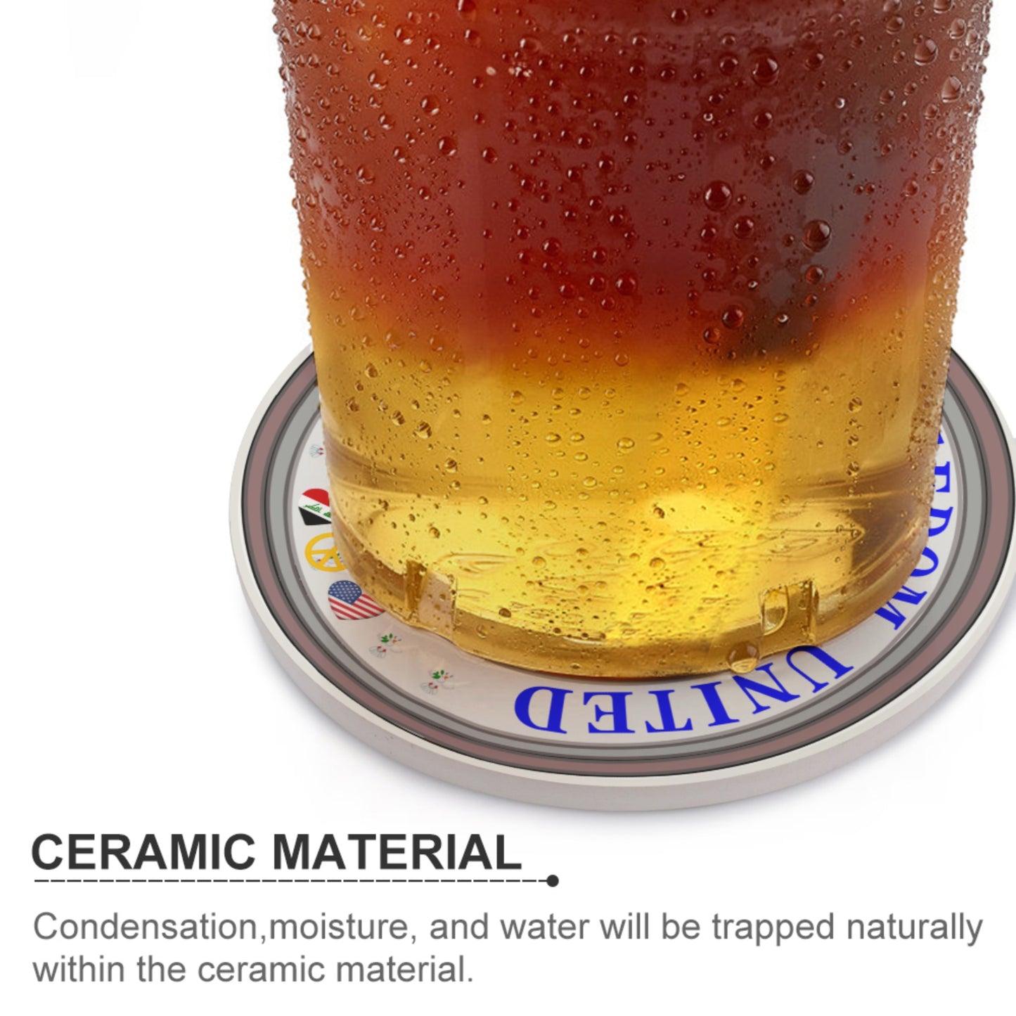 Ceramic Coaster GLOBAL FREEDOM UNITED© Women Iraq & USA