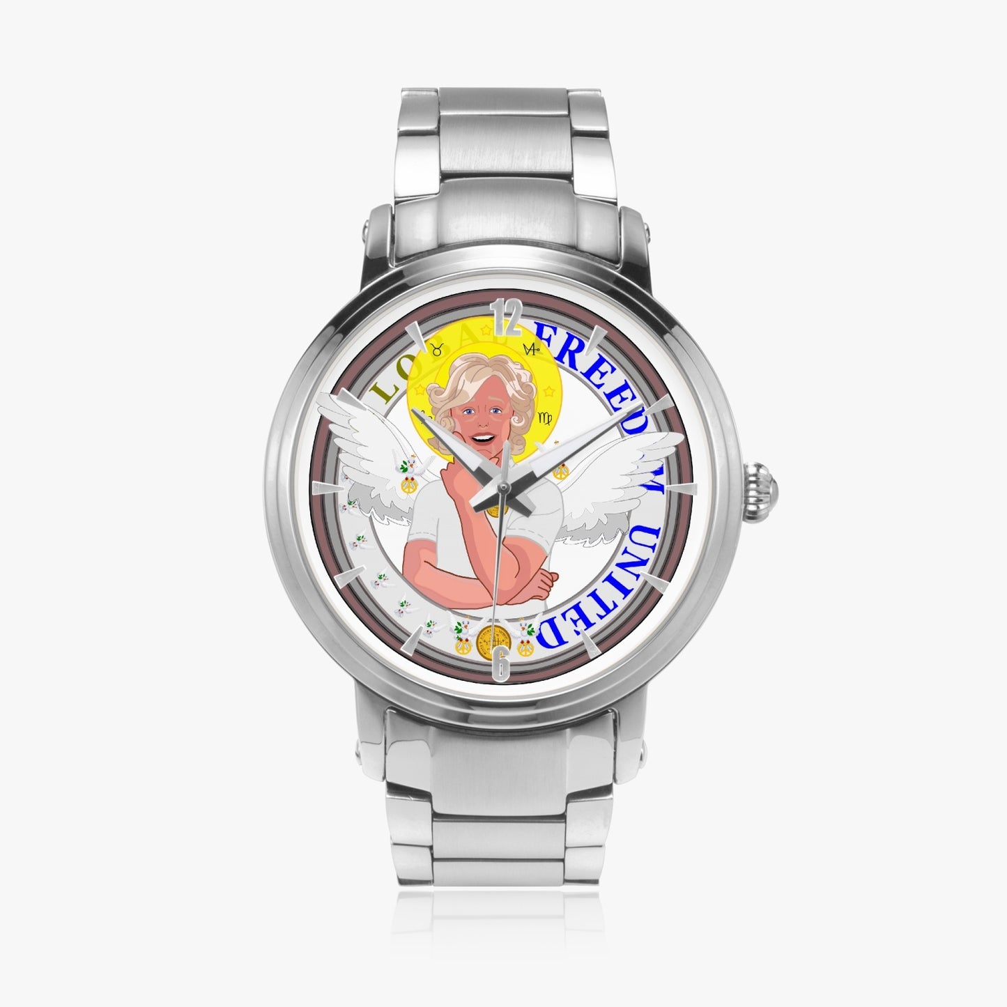 New Steel Strap Automatic Watch (With Indicators) GLOBAL FREEDOM UNITED© ARCHANGEL GABRIEL