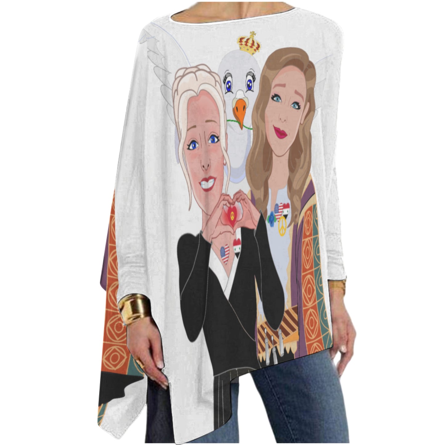 Pullover Long Sleeve T-shirt GLOBAL FREEDOM UNITED© Women Syria & USA