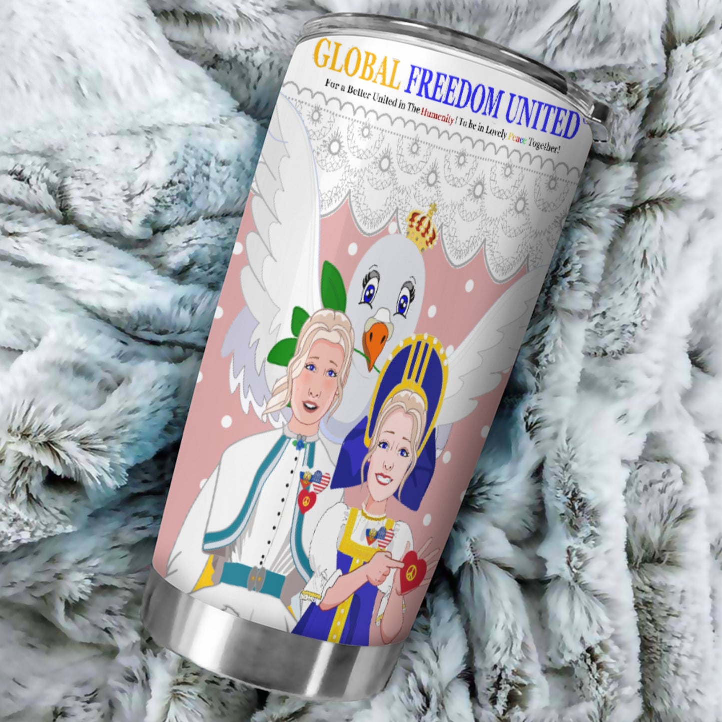 Tumbler GLOBAL FREEDOM UNITED© Women Russia & USA Pink1