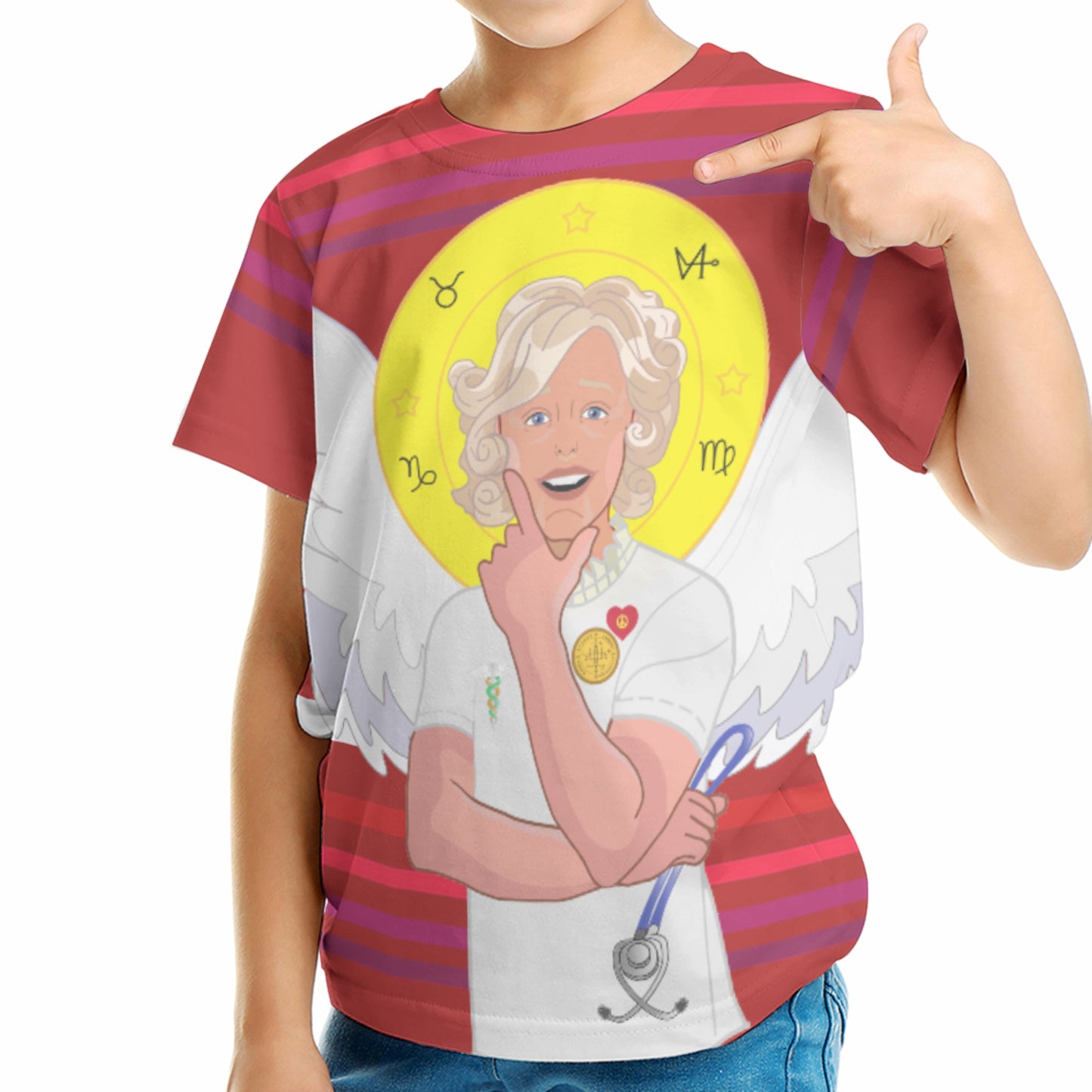 Kid´s T-shirt 2 GLOBAL FREEDOM UNITED© Archangel Gabriel Serbia Red