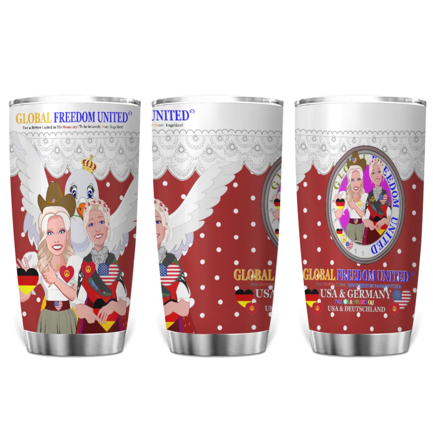 Tumbler GLOBAL FREEDOM UNITED© Women Germany & USA Red