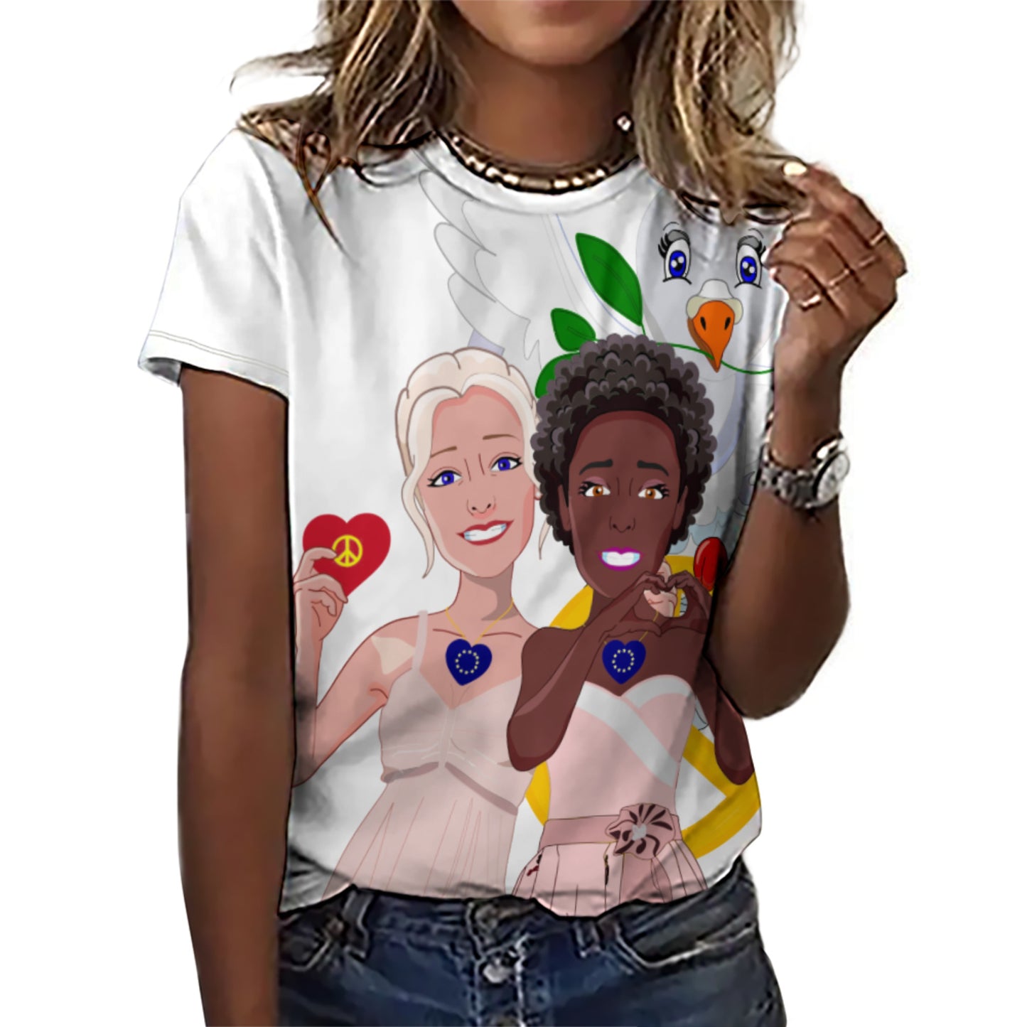 Wome´s T-shirt GLOBAL FREEDOM UNITED© Women Anti Fascism & Racism EU BIG