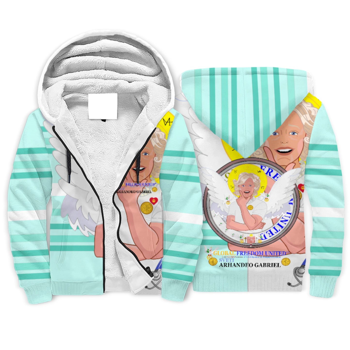 Plush Hoodie GLOBAL FREEDOM UNITED© Archangel Gabriel Croatia Light Green