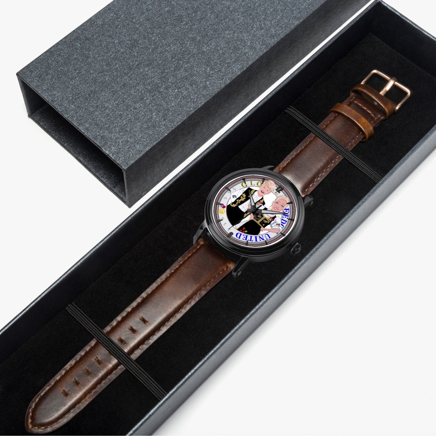 46mm Unisex Automatic Watch(Black) GLOBAL FREEDOM UNITED© COUPLE EDITION SERBIA BLACK