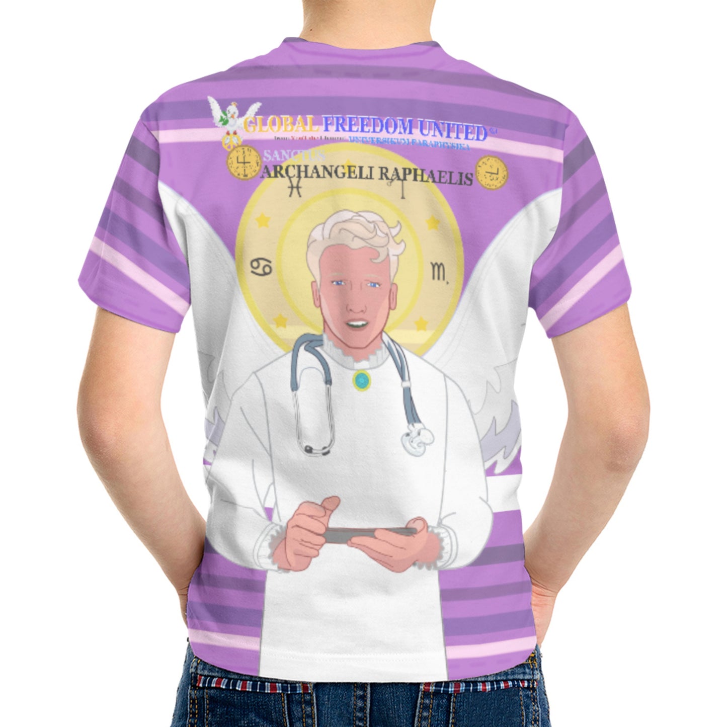 Kid´s T-shirt Global Freedom United© Archangel Rafael Old Latin Lilac
