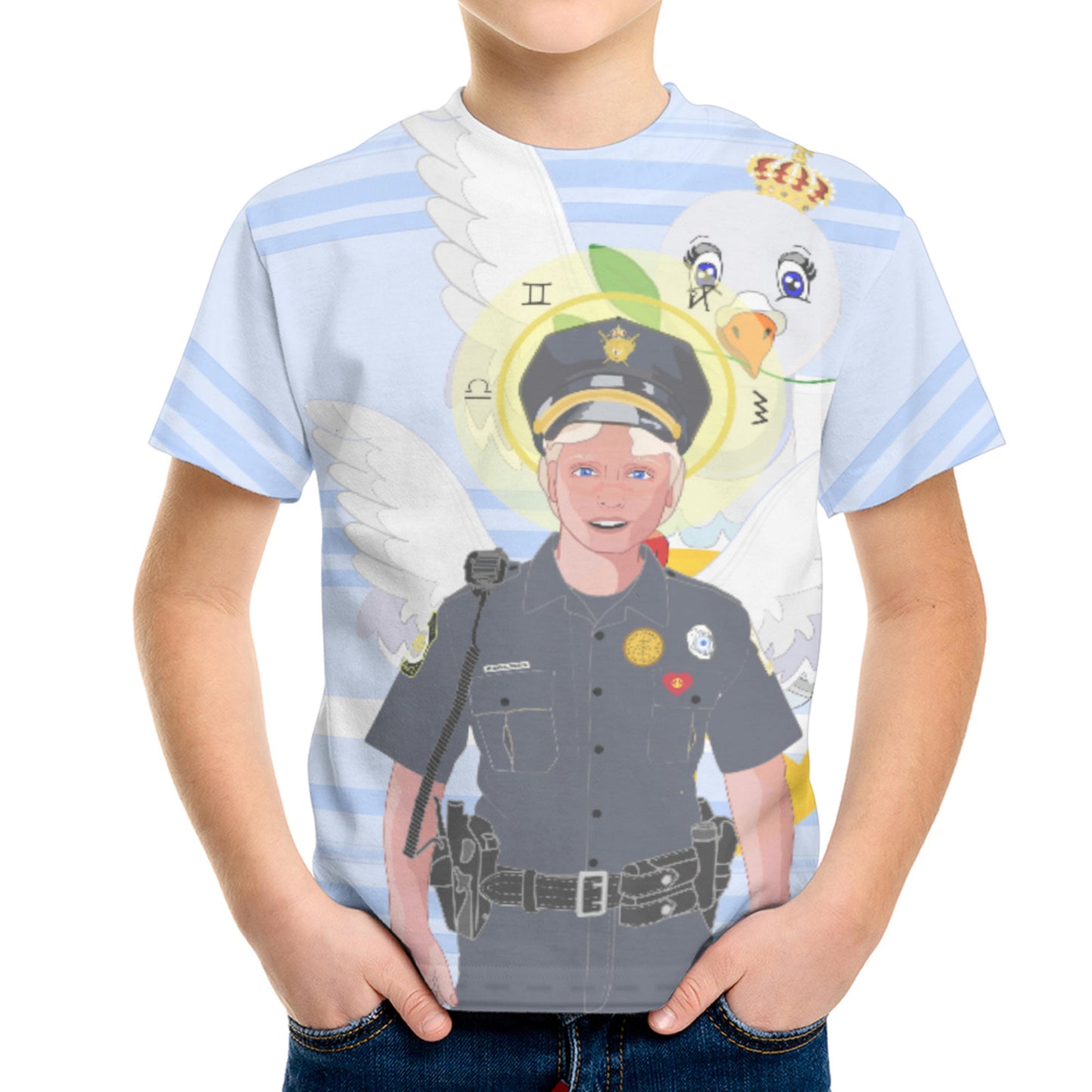 Childrens T-shirt GLOBAL FREEDOM UNITED© Archangel Michael As Policemen Light Green