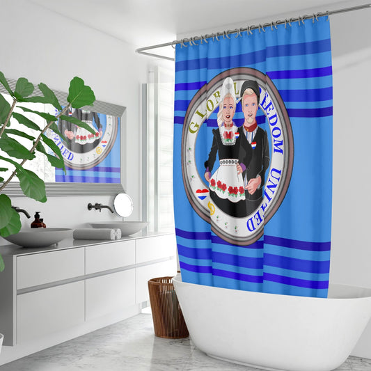 GLOBAL FREEDOM UNITED© Couple Nederland Deep Blue - Quick-drying Shower Curtain