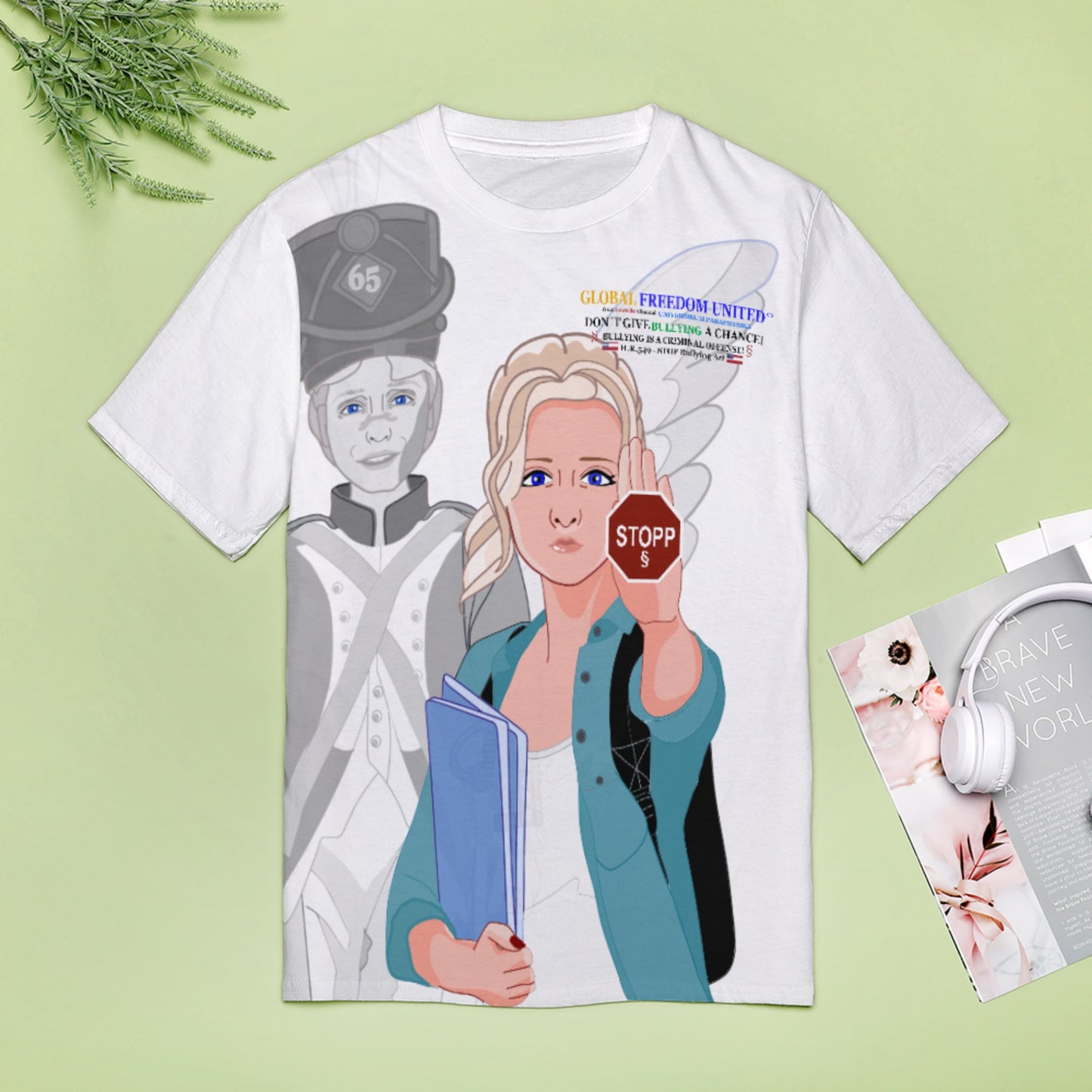 Women´s T-shirt GLOBAL FREEDOM UNITED© Anti Bullying Wight USA