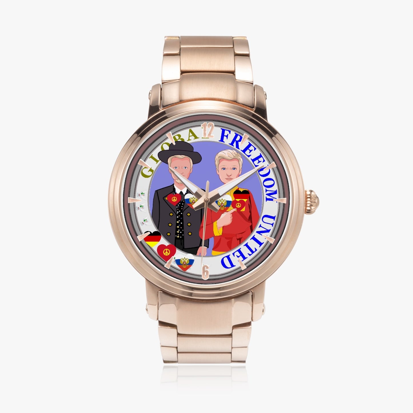 New Steel Strap Automatic Watch (With Indicators) GLOBAL FREEDOM UNITED© MEN GERMANY & RUSSIA