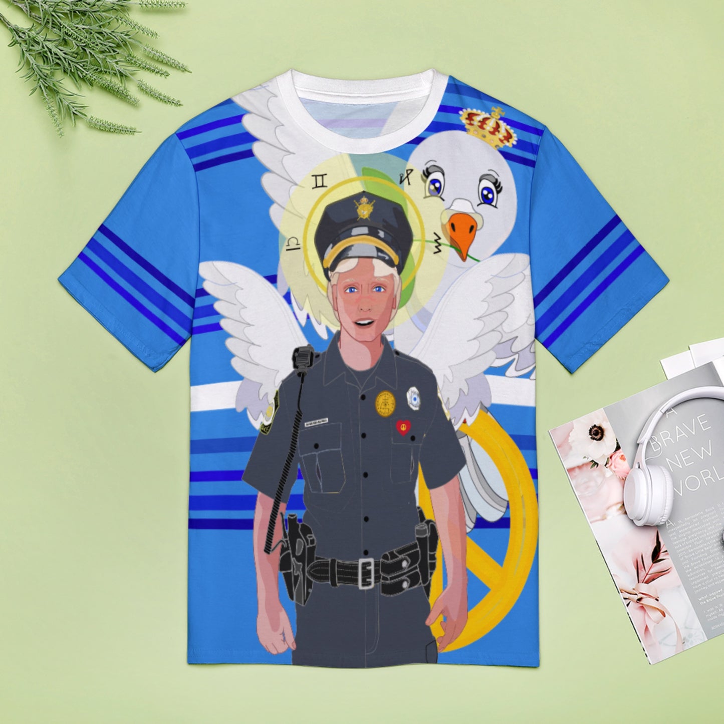 Women´s T-shirt 2 GLOBAL FREEDOM UNITED© Archangel Michael As Policemen Deep Blue