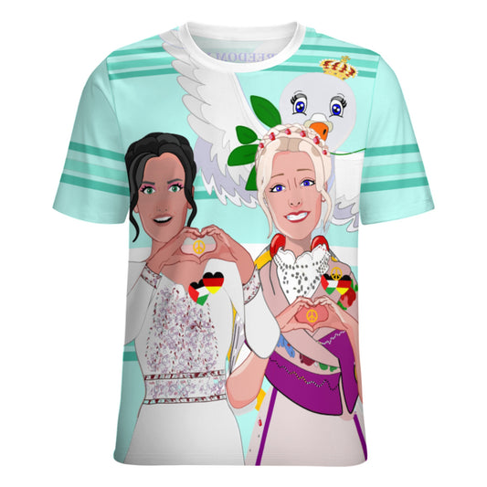 Women´s T-shirt 2 GLOBAL FREEDOM UNITED© Women Palestina & Germany Light Green