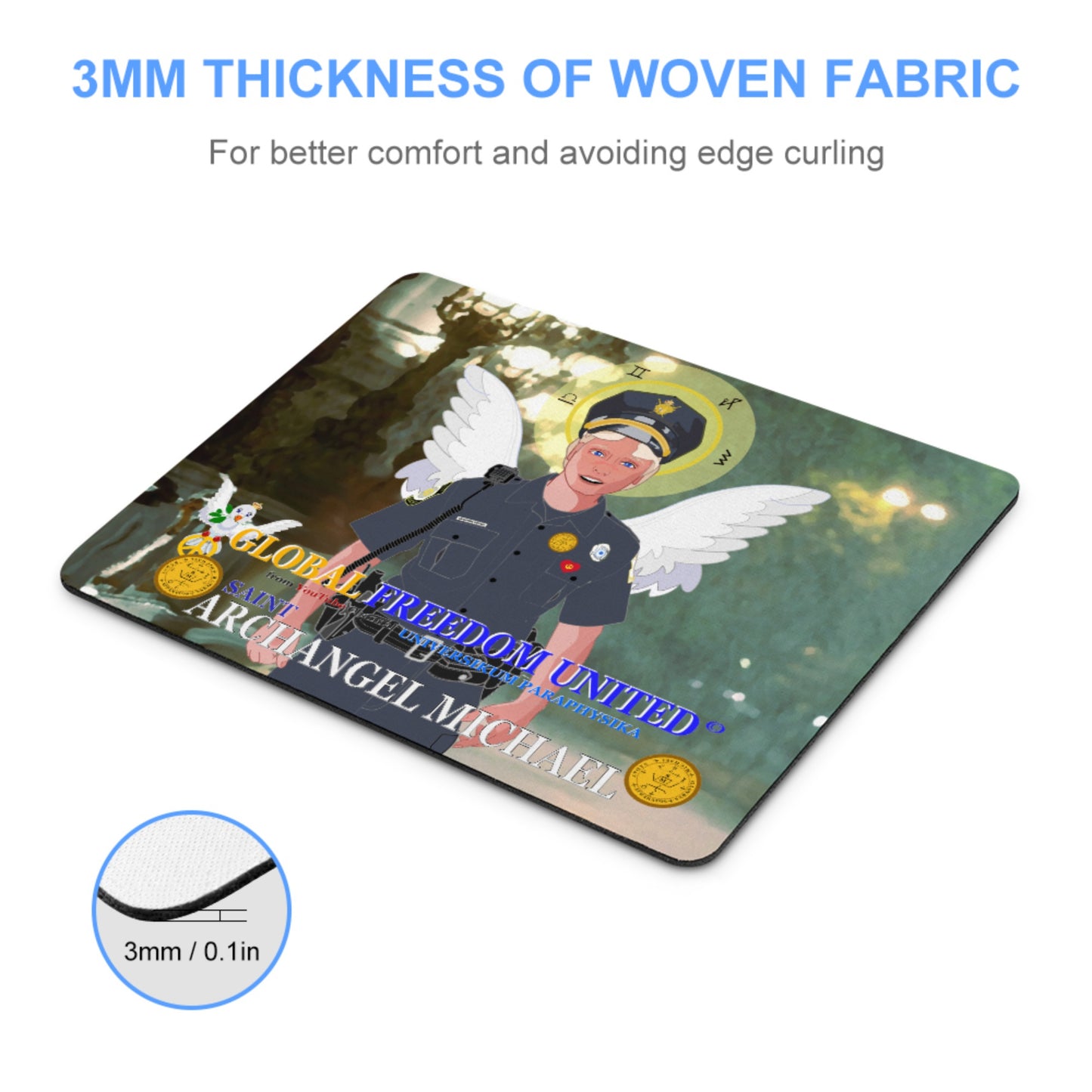 Mouse Pad  GLOBAL FREEDOM UNITED© Archangel Michael As Policemen