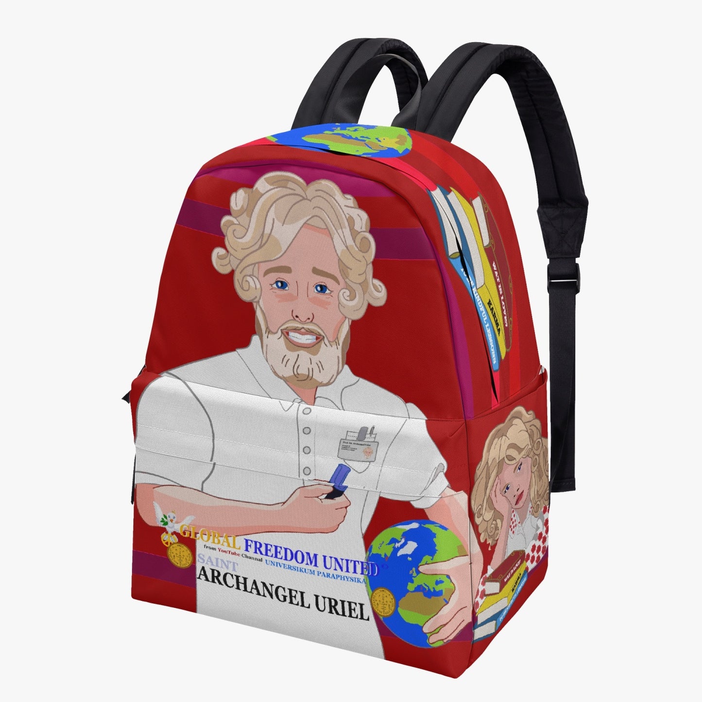 GLOBAL FREEDOM UNITED© Archangel Uriel SPECIAL LESSONS English Red - All-over-print Canvas Backpack