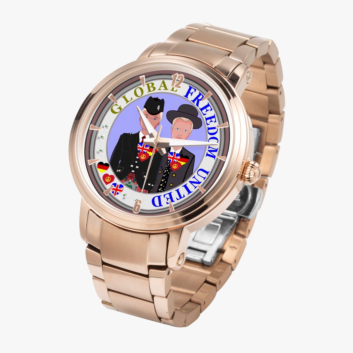 GLOBAL FREEDOM UNITED© New Steel Strap Automatic Watch (With Indicators) Men England & Germany