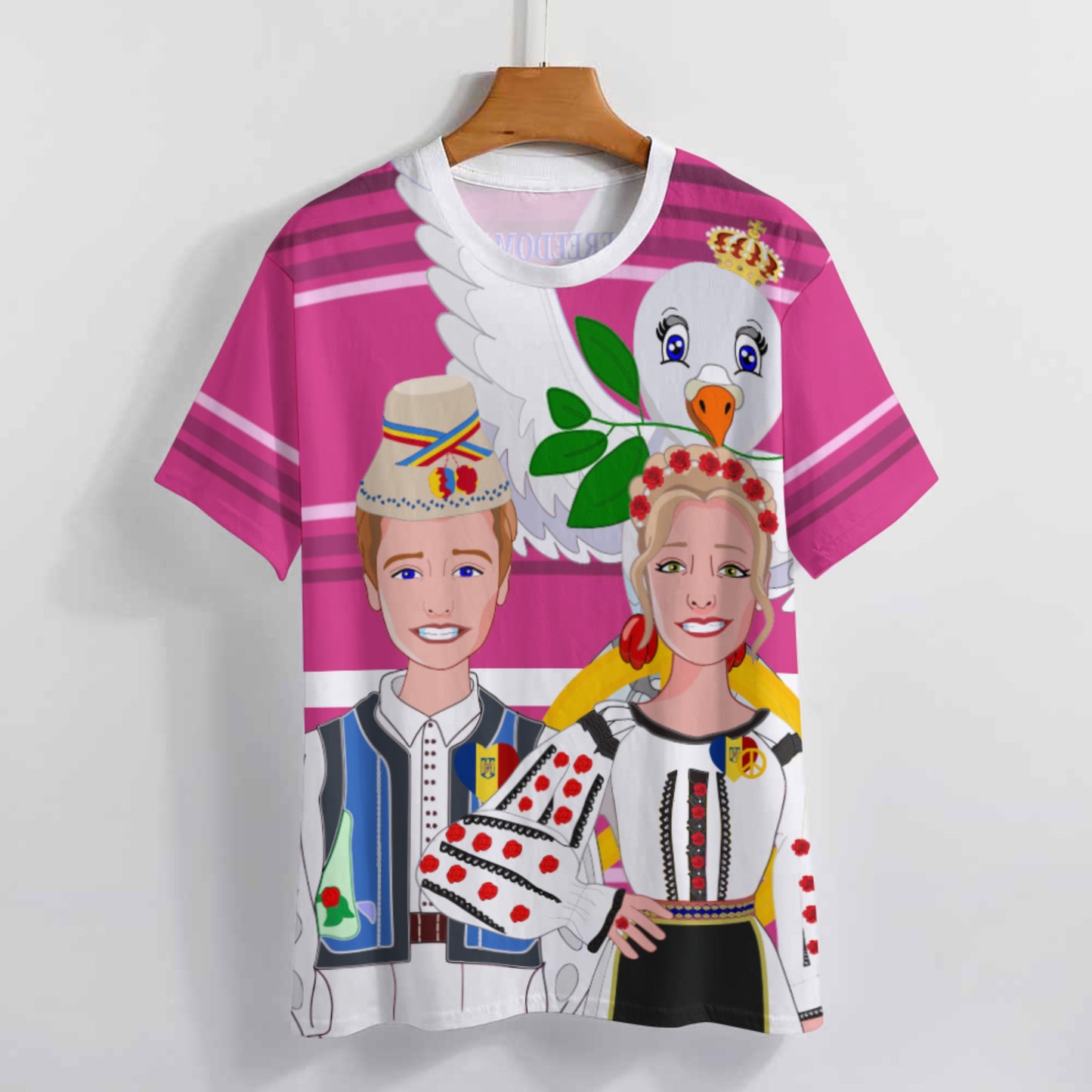 Women´s T-shirt GLOBAL FREEDOM UNITED© Couple Romania Pink2