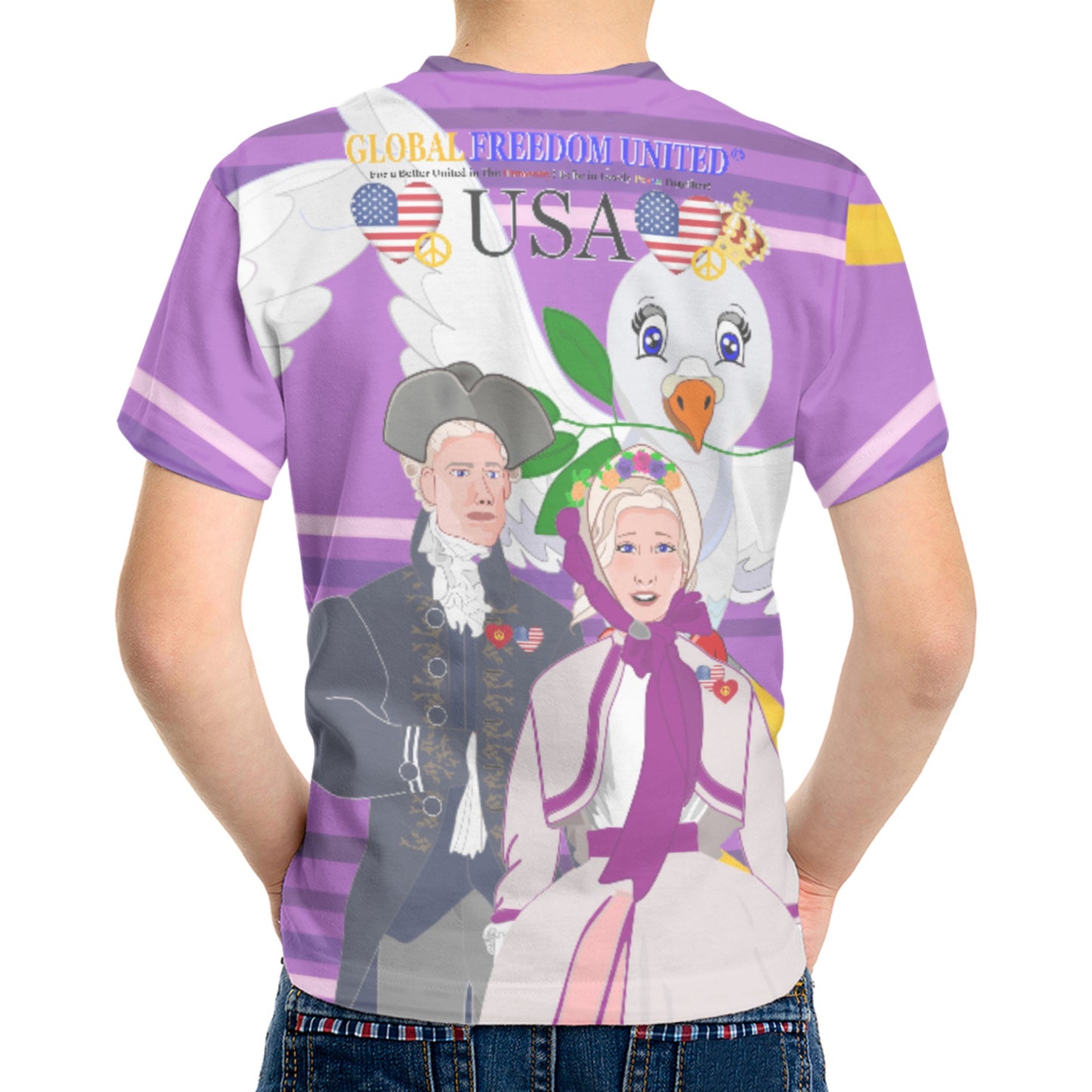 Kid´s T-shirt GLOBAL FREEDOM UNITED© Couple USA V3 Lilac