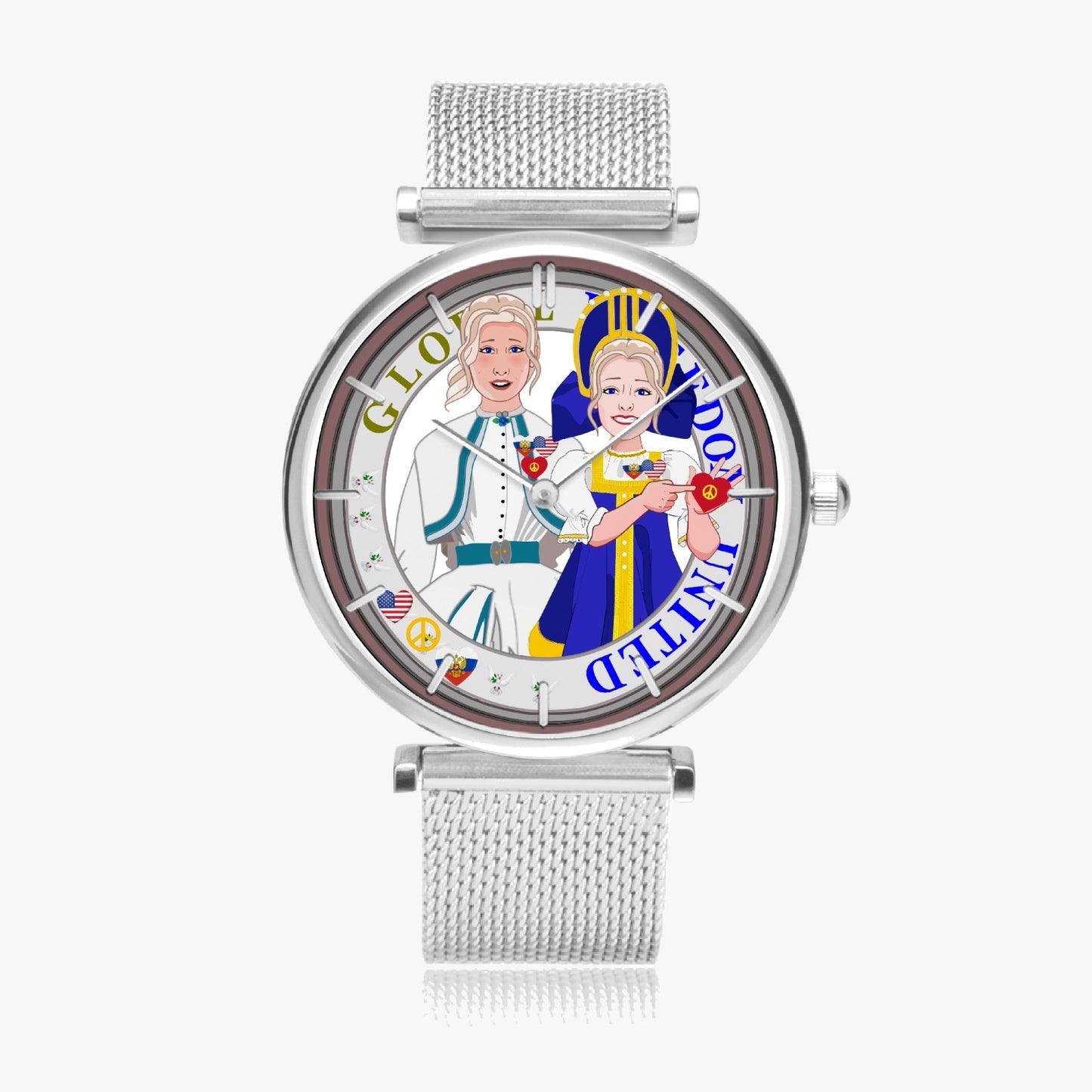 GLOBAL FREEDOM UNITED© New Stylish Ultra-Thin Quartz Watch (With Indicators) Women USA & Russia