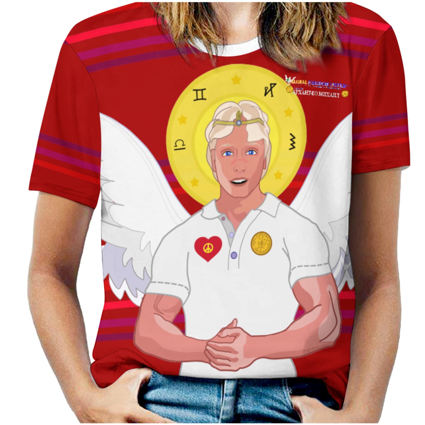 Women´s T-shirt  GLOBAL FREEDOM UNITED© Archangel Michael Serbia V2 Red