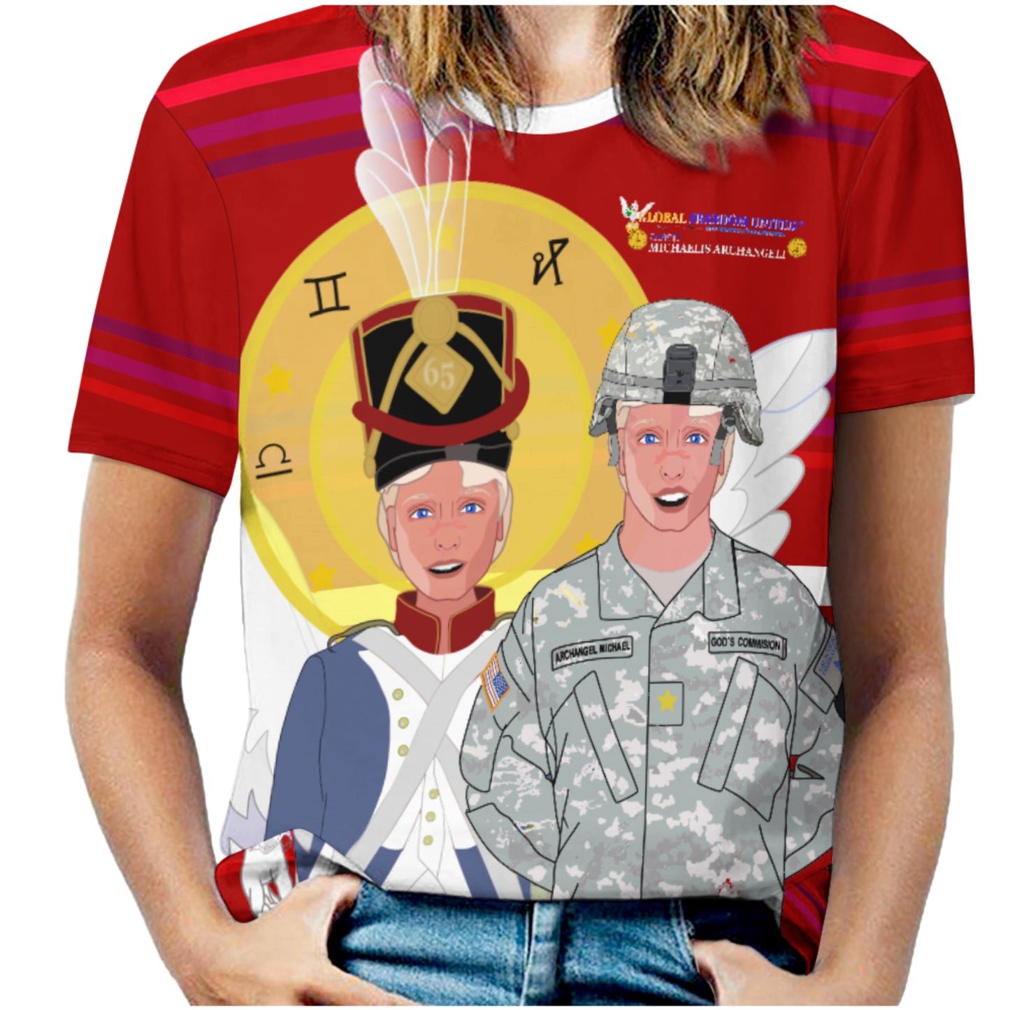 Women´s T-shirt  Global Freedom United© Archangel Michael In Latin V3 Red