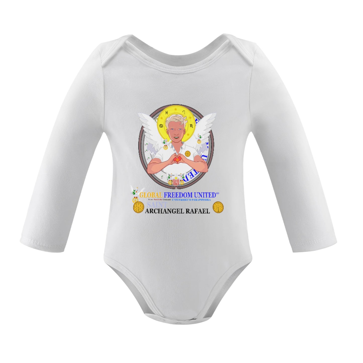 Baby Long-sleeve Bodysuit GLOBAL FREEDOM UNITED© Archangel Rafael English