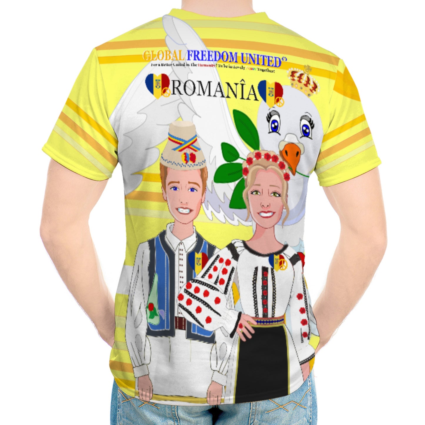 Men´s T-shirt GLOBAL FREEDOM UNITED© Couple Romania Yellow