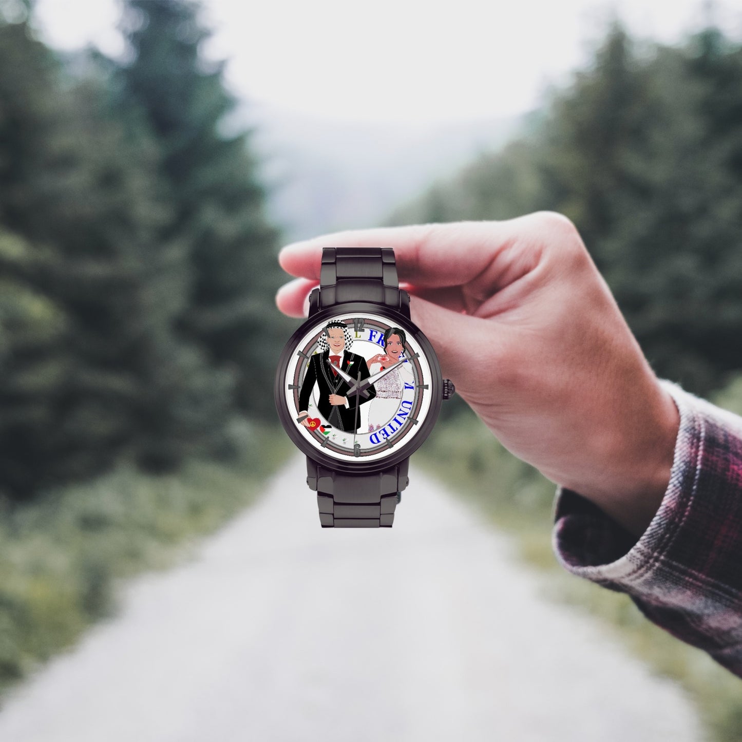 GLOBAL FREEDOM UNITED© Couple Palestina New Steel Strap Automatic Watch (With Indicators)