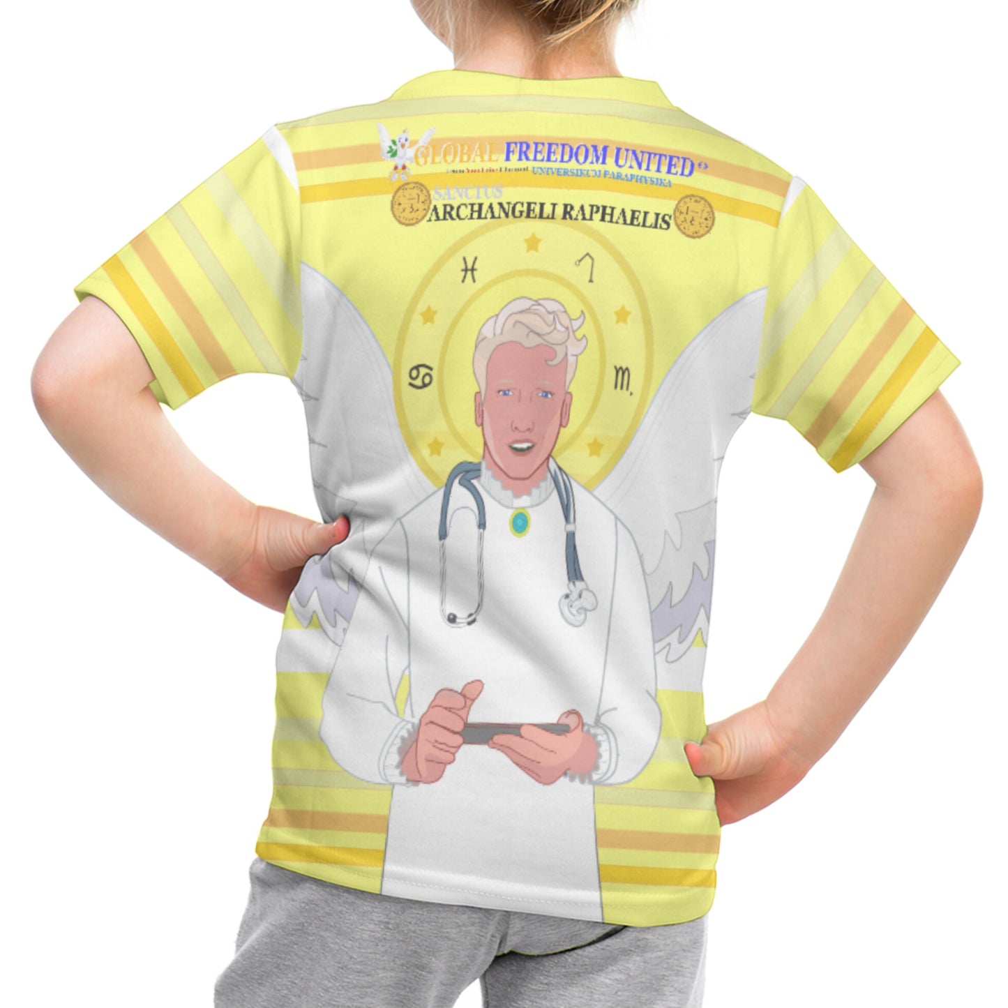 Kid´s T-shirt Global Freedom United© Archangel Rafael Old Latin Yellow