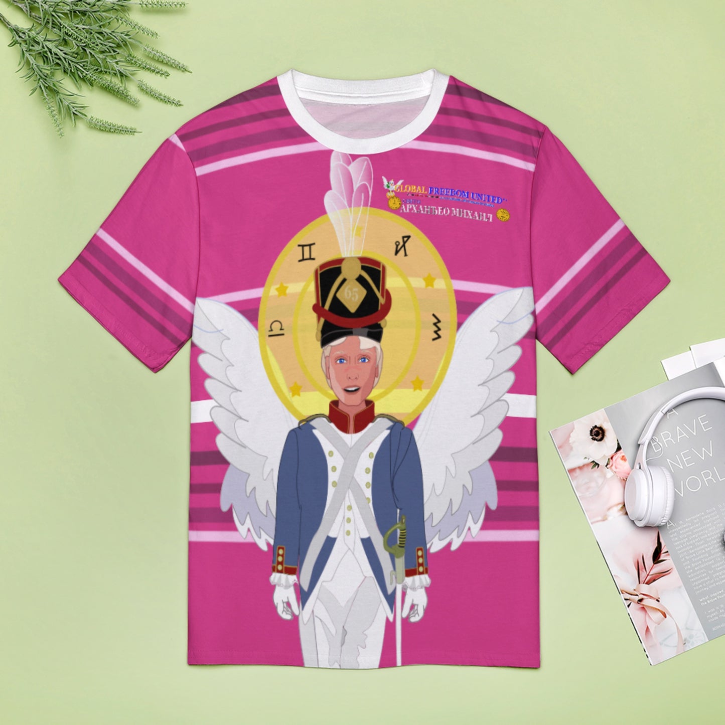 Women´s T-shirt  GLOBAL FREEDOM UNITED© Archangel Michael Serbia V3 Pink2