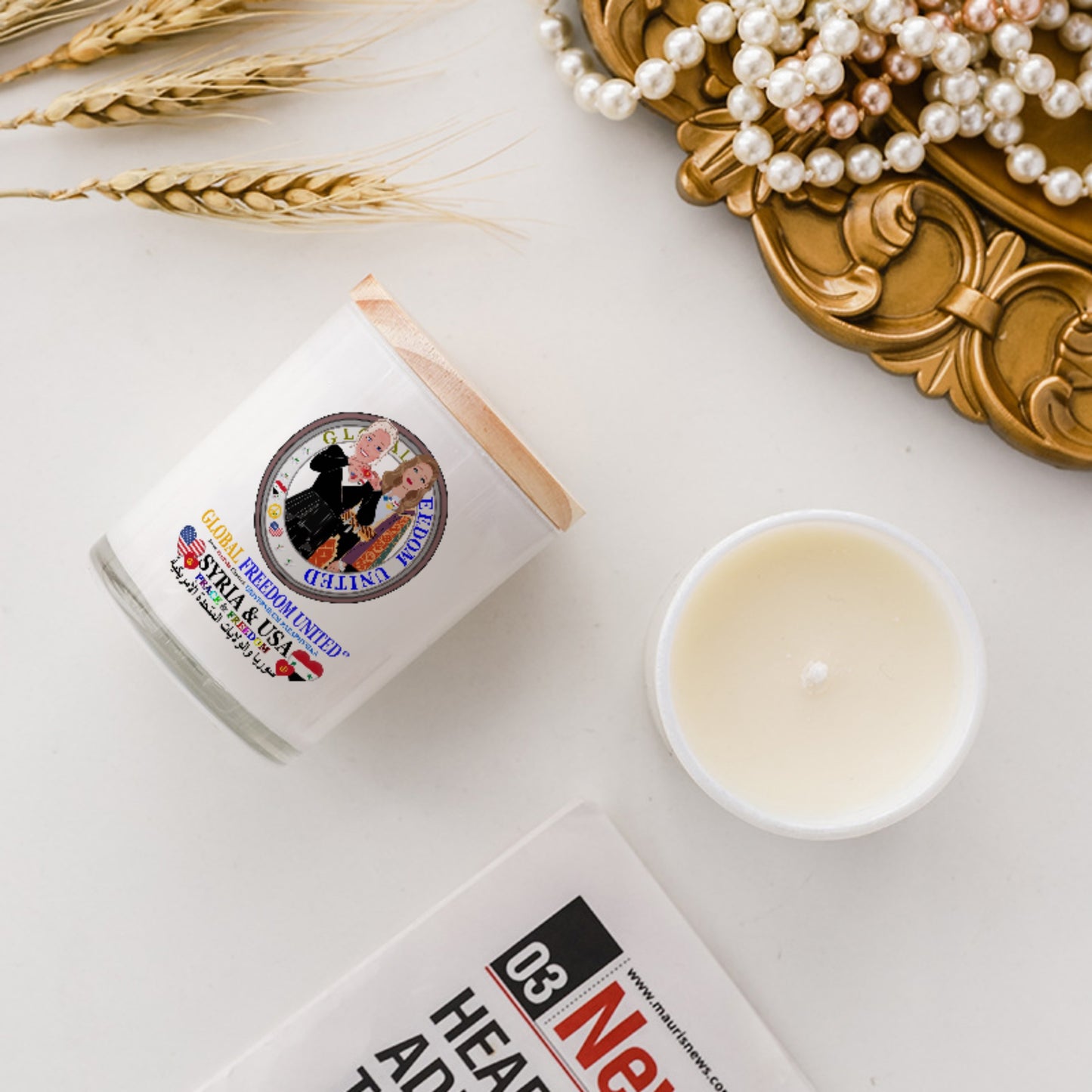 Scented Soy Candle GLOBAL FREEDOM UNITED© Women Syria & USA