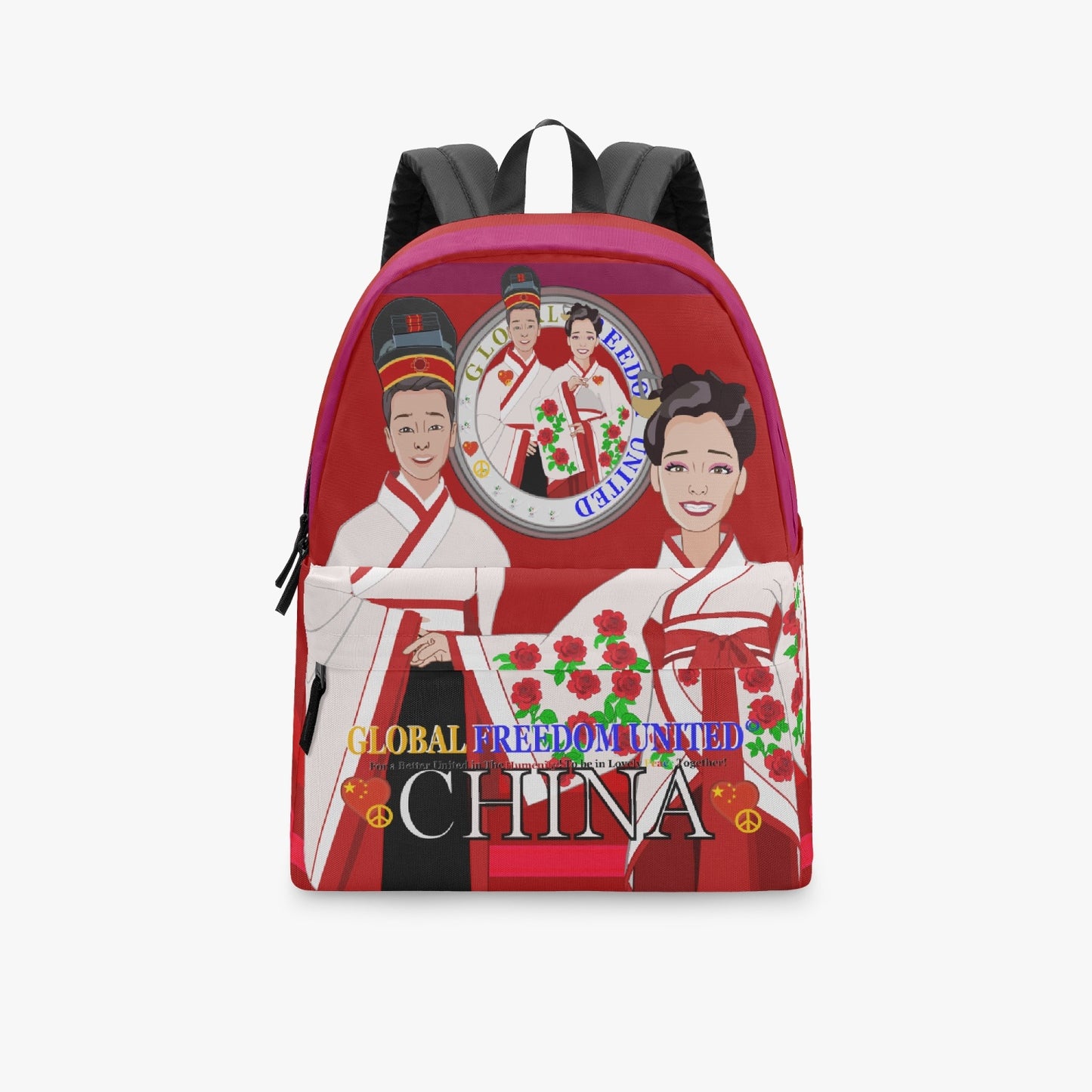 GLOBAL FREEDOM UNITED© Couple China Red - All-over-print Canvas Backpack