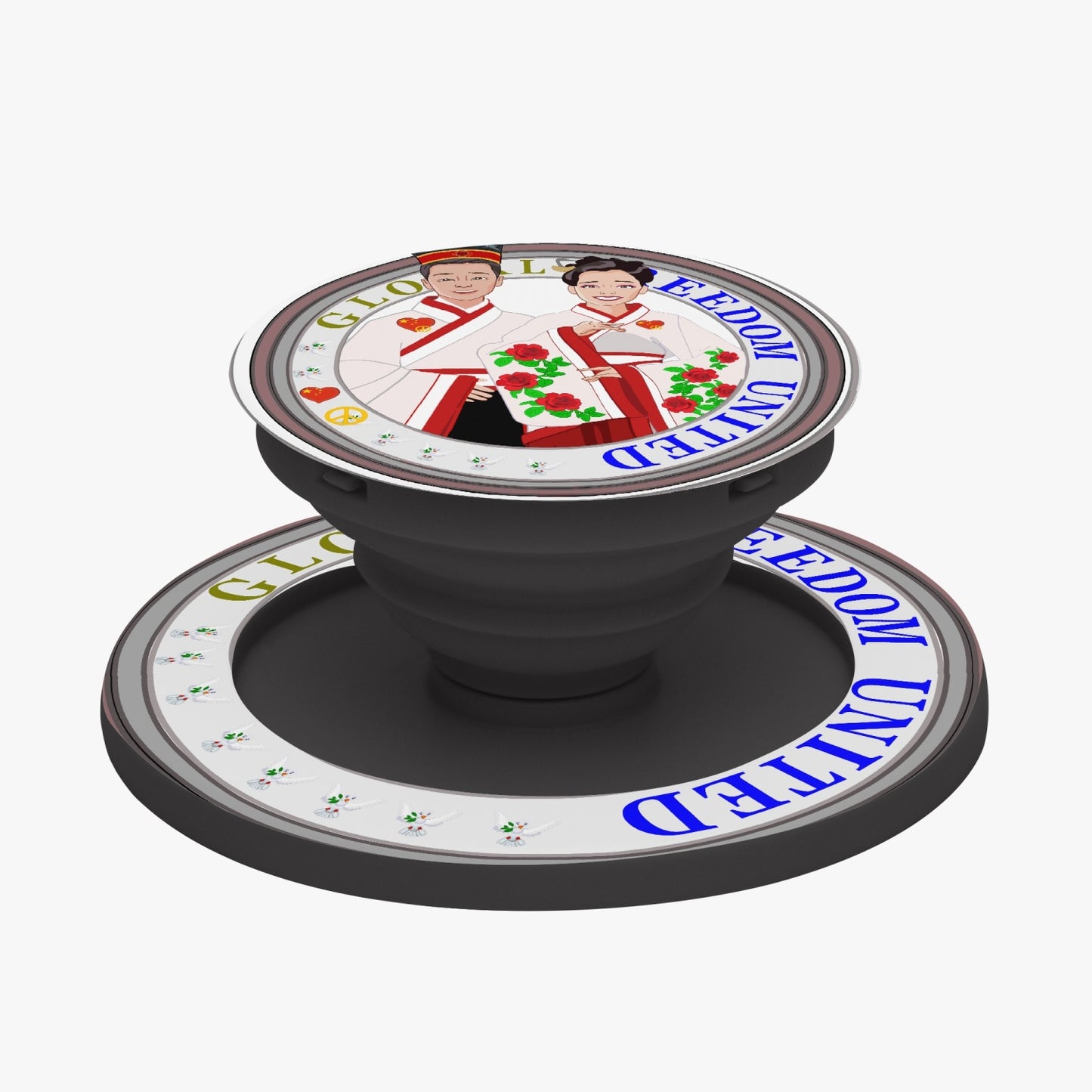 GLOBAL FREEDOM UNITED© Couple China Magnetic Collapsible Grip And Stand