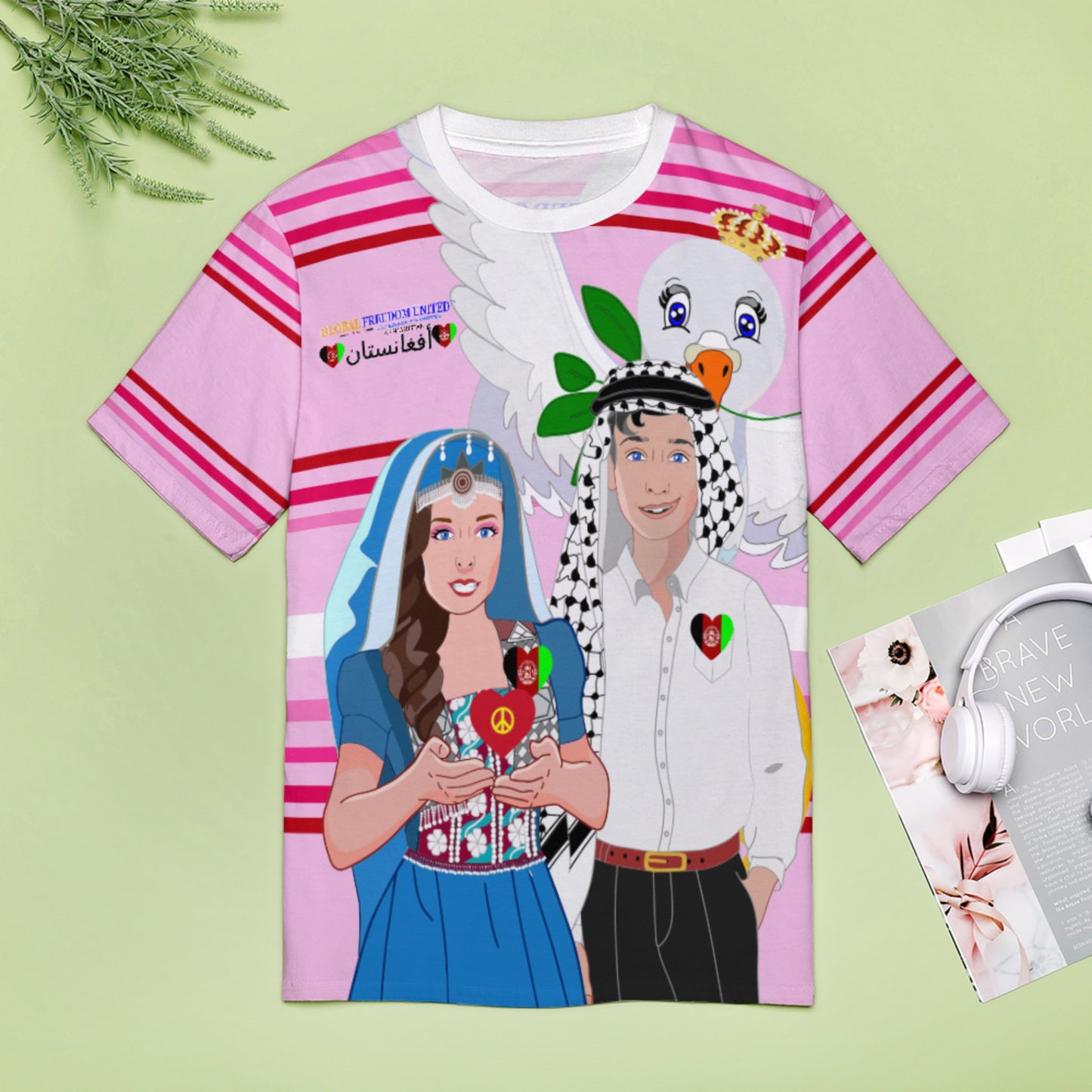 Women´s T-shirt 2 GLOBAL FREEDOM UNITED© Couple Afghanistan Pink 1