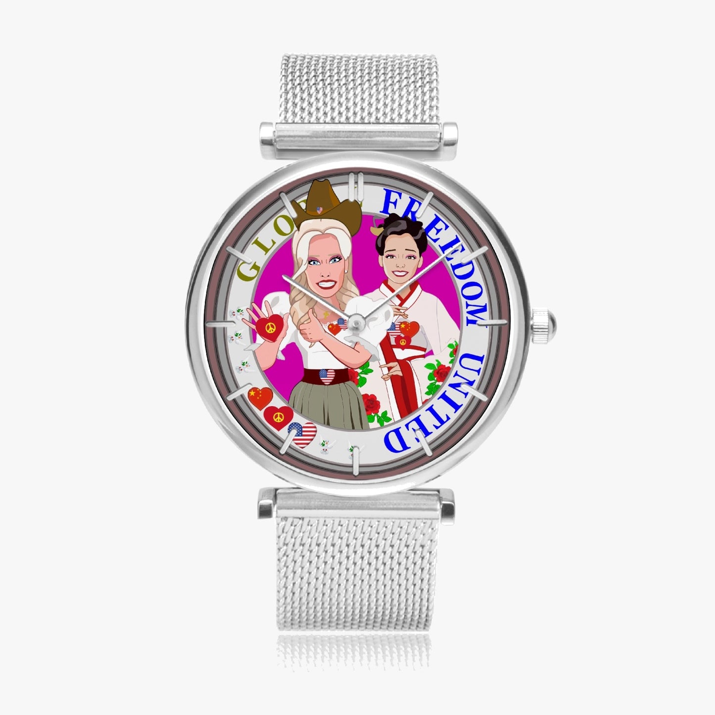 GLOBAL FREEDOM UNITED© New Stylish Ultra-Thin Quartz Watch (With Indicators) Women China & USA