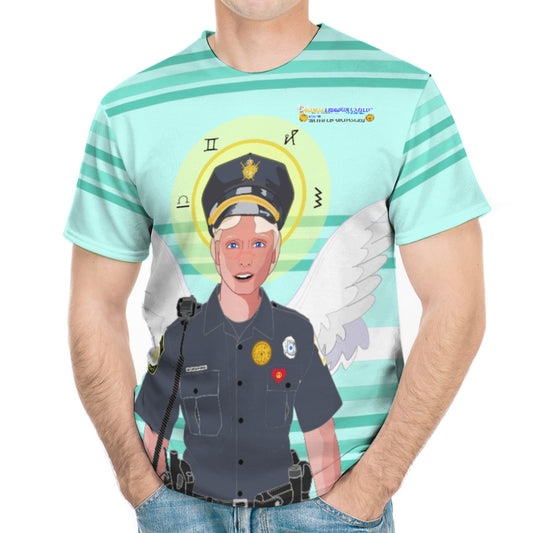 Men´s T-shirt  GLOBAL FREEDOM UNITED© Archangel Michael In Latin V4 Light Green