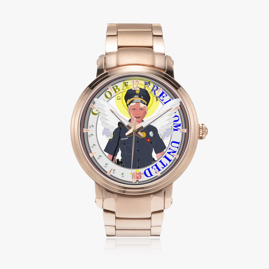 New Steel Strap Automatic Watch (With Indicators) GLOBAL FREEDOM UNITED© Archangel Michael Policemen