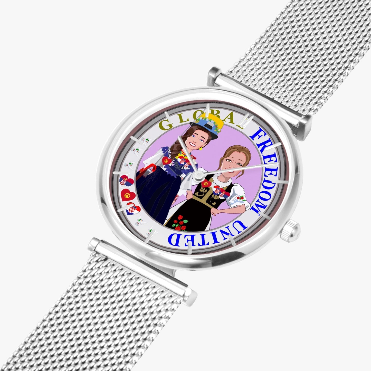 GLOBAL FREEDOM UNITED©  New Stylish Ultra-Thin Quartz Watch (With Indicators) Women Croatia & Serbia V2