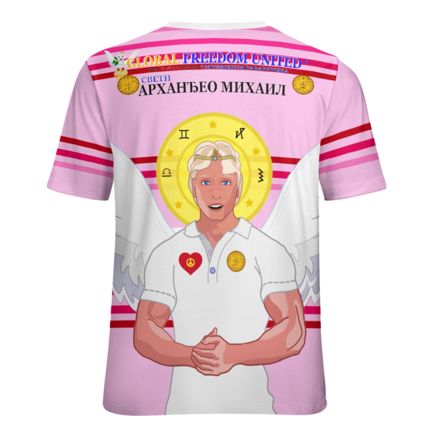 Women´s T-shirt  GLOBAL FREEDOM UNITED© Archangel Michael Serbia V2 Pink1
