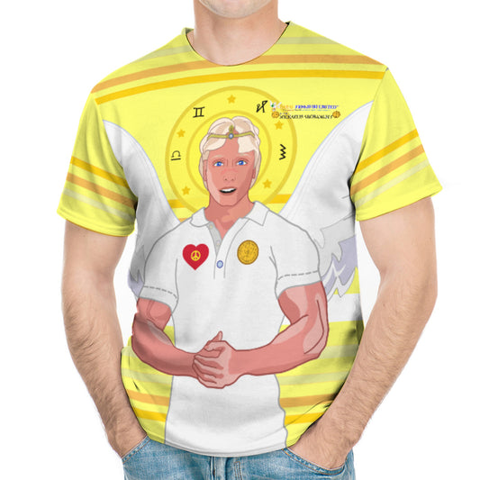 Men´s T-shirt  GLOBAL FREEDOM UNITED© Archangel Michael In Latin V2 Yellow