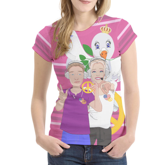 Women´s T-shirt 1 GLOBAL FREEDOM UNITED© Couple USA Wight American Pink