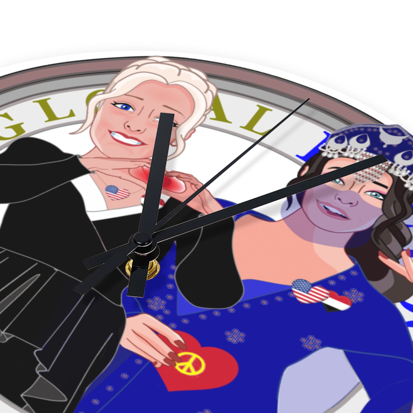 Wooden Wall Clock Without Scale GLOBAL FREEDOM UNITED© Women Yemen & USA