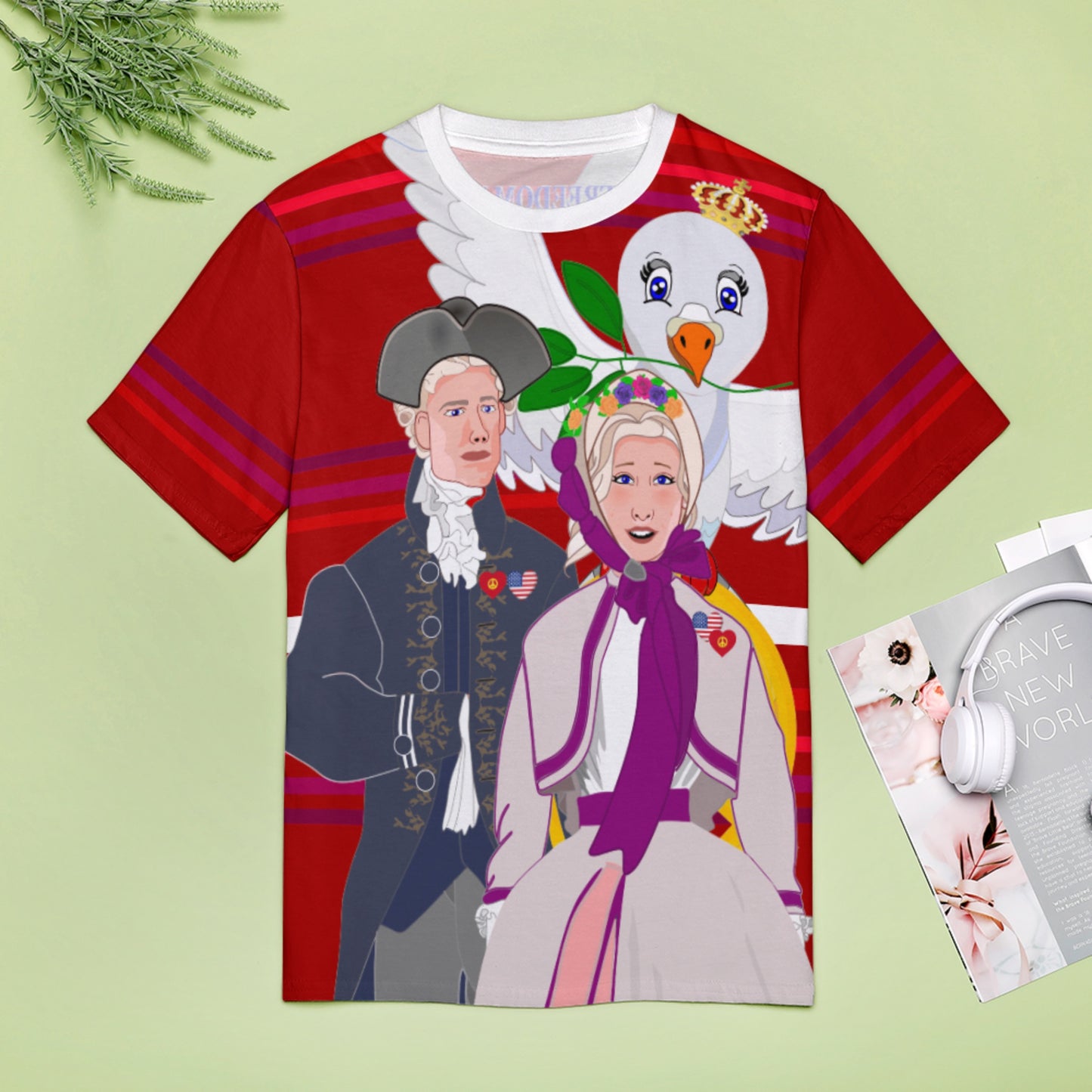 Women´s T-shirt GLOBAL FREEDOM UNITED© Couple USA V3 Red