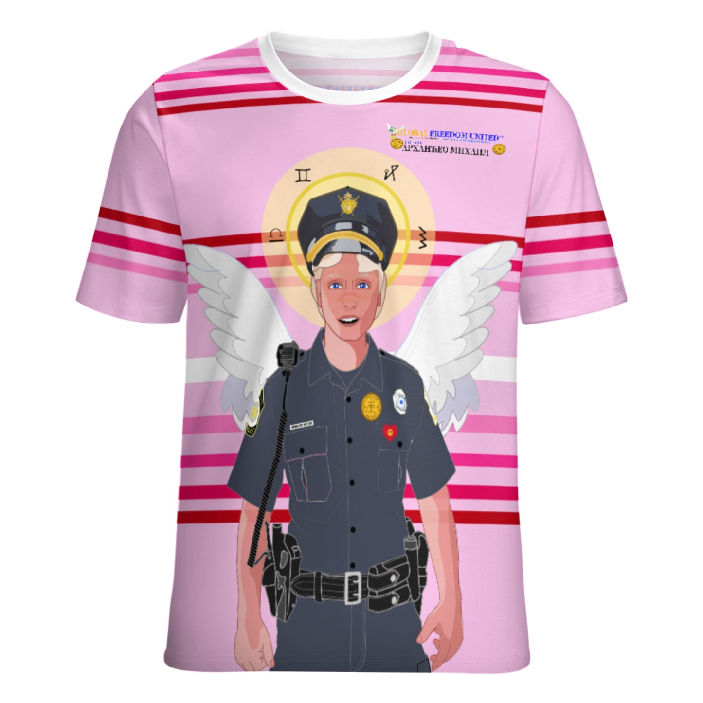 Women´s T-shirt  GLOBAL FREEDOM UNITED© Archangel Michael Serbia V4 Pink1