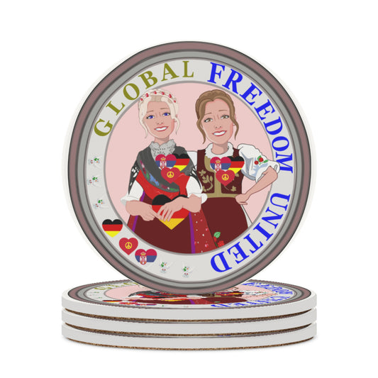 Ceramic Coasters GLOBAL FREEDOM UNITED© Women Serbia & Germany V1