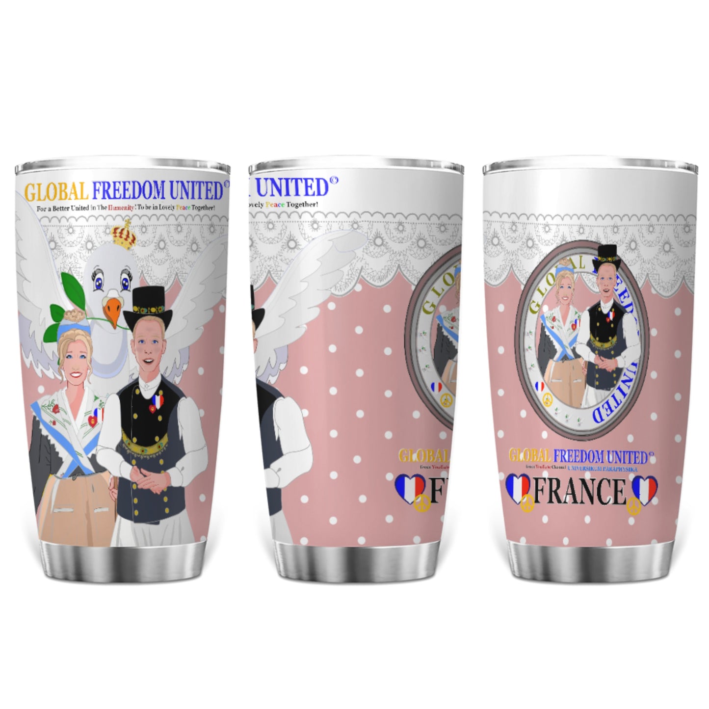 Tumbler GLOBAL FREEDOM UNITED© Couple French Pink1