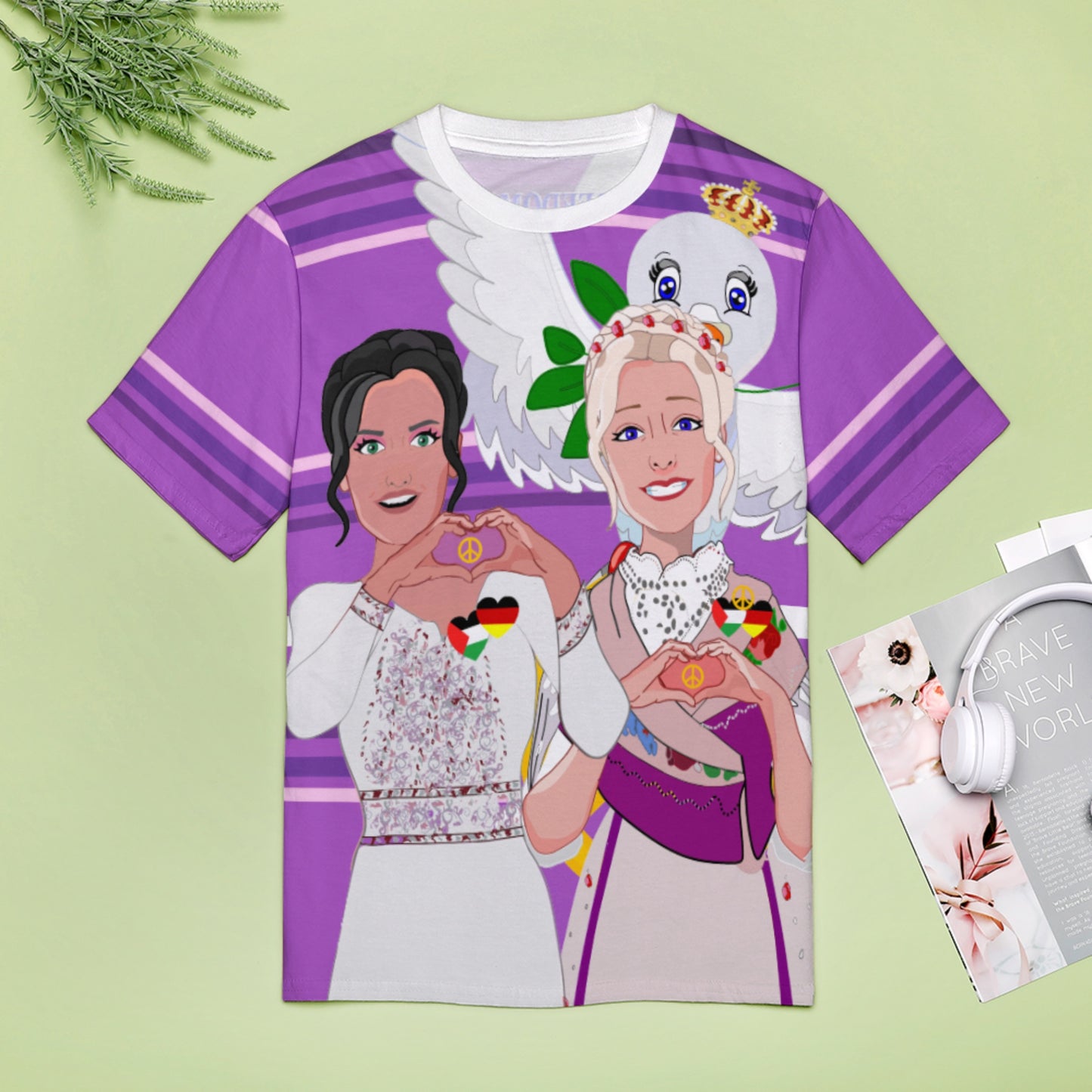 Women´s T-shirt 2 GLOBAL FREEDOM UNITED© Women Palestina & Germany Lilac